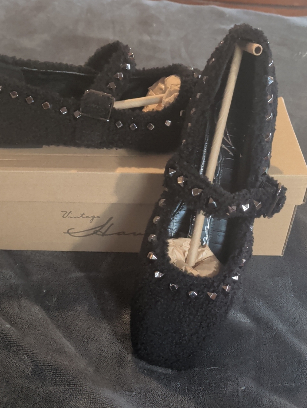 Vintage Havana Black Studded Mary Jane Clogs